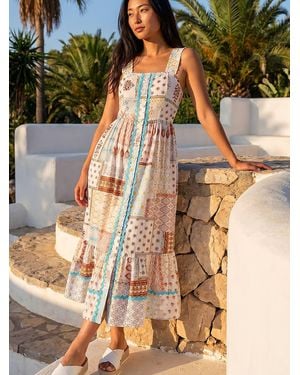 Roman Petite Ric Rac Strappy Midi Dress - White