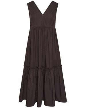 PixieGirl Petite Frill Tiered Midi Dress - Brown