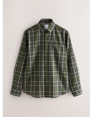 Next Regular Fit Easy Iron Button Down Oxford Shirt - Green