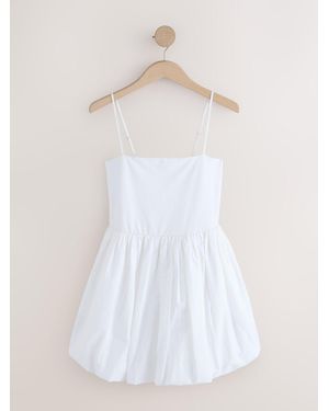 Next Strappy Bubble Hem Mini Dress - White
