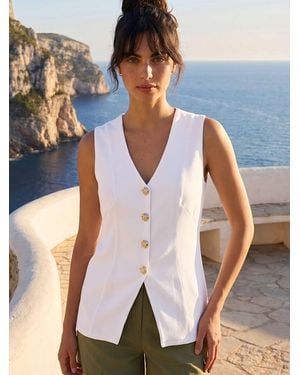 Roman Statement Button Waistcoat - Blue