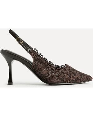 Linzi Serenity Lace Court Heels - Brown