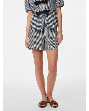Pieces High Waist Stripe Shorts - Blue