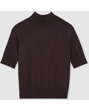 Reiss Grape Burgundy Sienna Merino Wool Funnel-Neck Top - Red