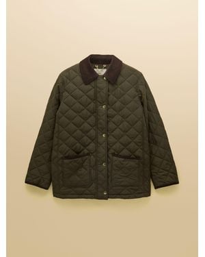 Joules Highgrove Khaki Diamond Quilted Jacket - Green