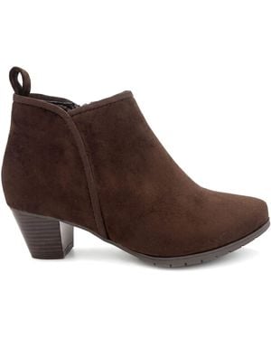 Pavers Wide Fit Smart Block Heel Ankle Boots - Brown