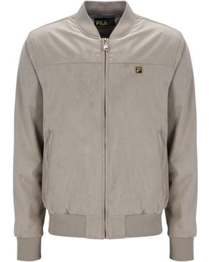 Fila Dean Full Zip Faux Suede Jacket With Seam Det - Gray
