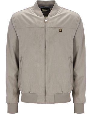 Fila Dean Full Zip Faux Suede Jacket With Seam Det - Grey