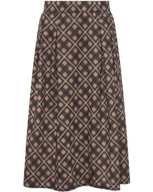 PixieGirl Petite Large Check Midi Skirt - Brown