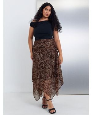 Simply Be Asymmetric Hem Midaxi Chiffon Skirt - Multicolor