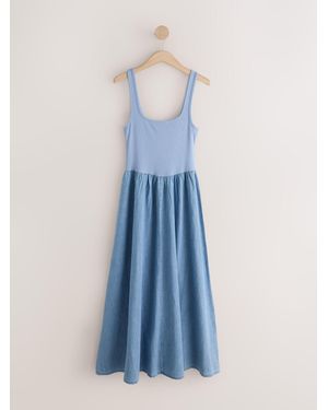 Next Jersey Denim Mix Sleeveless Maxi Dress - Blue
