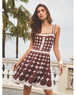 Lipsy Circle Pattern Strappy Buttoned Knit Mini Dress - Metallic