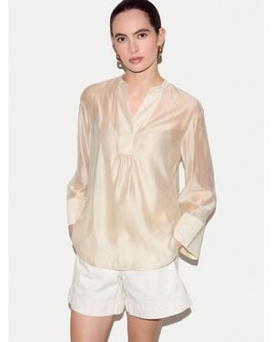 Jigsaw V-Neck Sheer Top - White