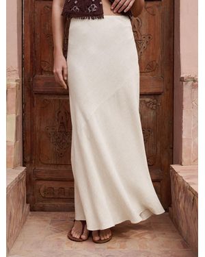 Lipsy Petite Touch Of Linen Midi Bias Skirt - Pink