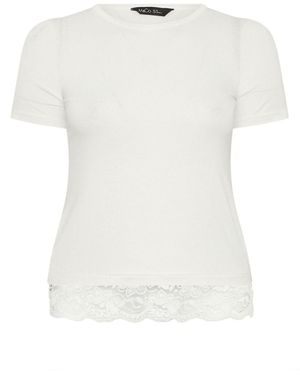 M Com Lace Hem T-Shirt - White