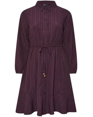 Yours Curve Stripe Dobby Shirt Dress - Purple