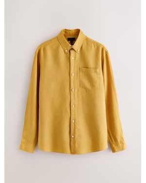 Next Long Sleeve Signature 100% Linen Shirt - Yellow