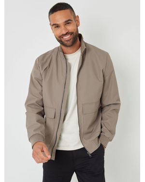 Threadbare Patch Pocket Funnel Neck Harrington Style Jacket - Natural
