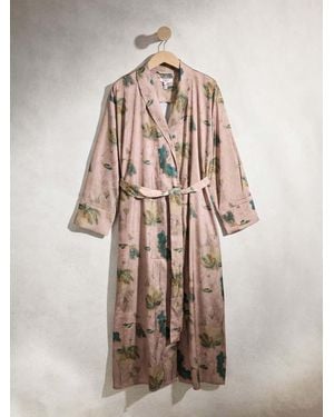 Next Light Floral Satin Jacquard Dressing Gown - Natural