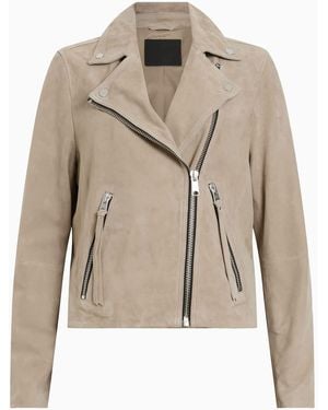 AllSaints Allsaints Suede Dalby Biker Jacket - Natural