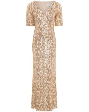 Gina Bacconi Pat Sequin Maxi Dress - Natural
