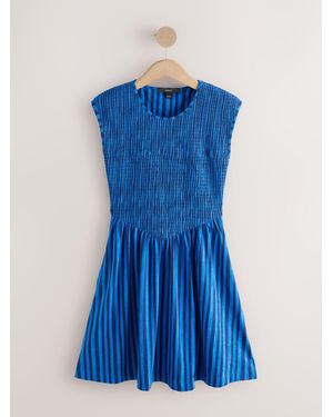Next Cap Sleeve Shirred Body Jersey Mini Dress - Blue
