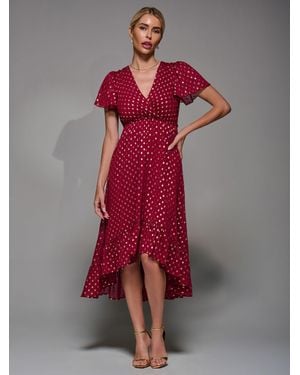 Jolie Moi Petite Short Sleeve Midaxi Dress - Red