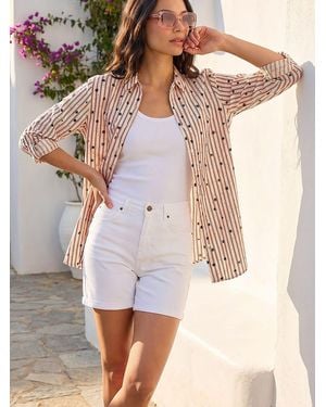 Roman Floral Stripe Buttoned Shirt - Natural