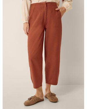 Monsoon Joanie Linen Blend Barrel Pants - Orange