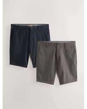 Next Charcoal Skinny Fit Stretch Chino Shorts 2 Pack - Gray
