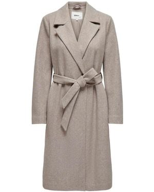 ONLY Midi Tie Wrap Coat - Gray