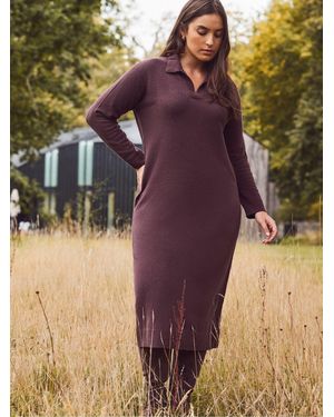 Live Unlimited Late Polo Neck Knitted Dress - Lila