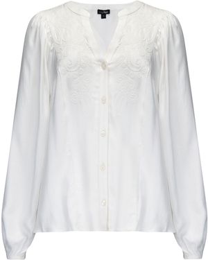 Pour Moi Stacie Fuller Bust Embroidered Woven Long Sleeve Blouse - White