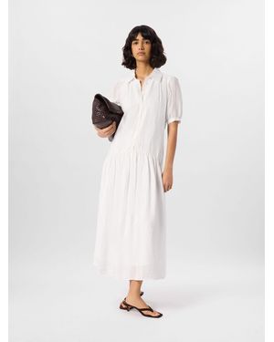 Whistles Textured Drop Waist Midi Dress - White