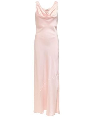 Jdy Satin Cowl Neck Wedding Guest Bridesmaid Maxi Dress - Pink