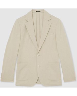 Reiss Gerrard - Stone Tailored Fit Textured Jersey Single-breasted Suit Blazer, Us 38 - Natural