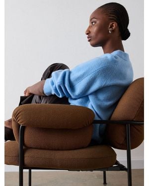 Whistles Wool Mix Curved Hem Knitted Sweater - Blue
