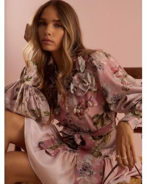 River Island 3D Floral Belted Mini Dress - Brown