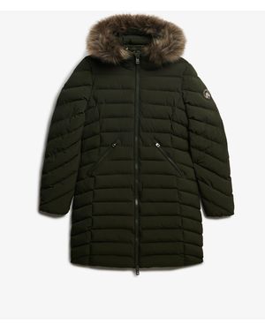 Superdry Fuji Faux Hood Mid Length Coat - Green
