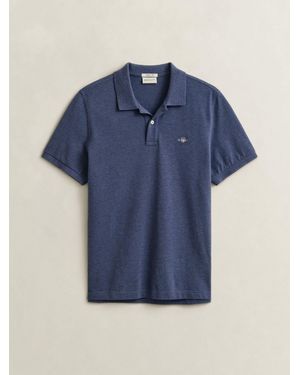 GANT Shield Logo Pique Polo Shirt - Blue