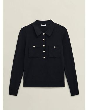 Hobbs Jessica Ribbed Knitted Shirt - Blue