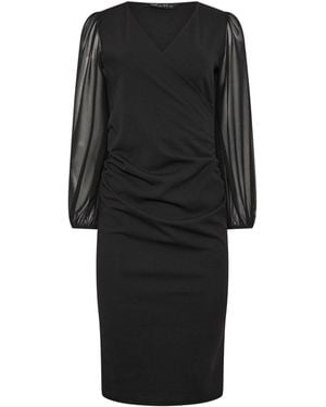 M Com Petite Mesh-Wickelkleid - Schwarz