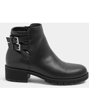 Yours Curve Wide Fit Double Buckle Faux Leather Chelsea Boots - Black