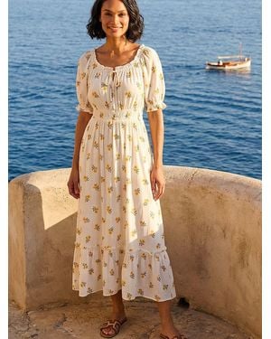 Roman Floral Crinkle Midi Dress - Blue