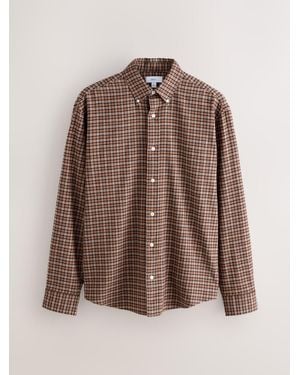 Next Long Sleeve Check Shirt - Brown