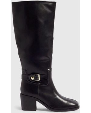 River Island Faux Leather Buckle High Leg Boots - White