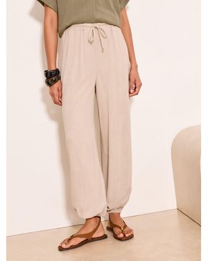 Lipsy Neutral Touch Of Linen Balloon Leg Pants - Pink