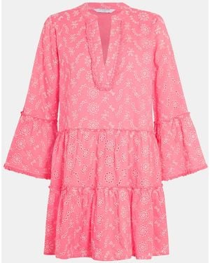 Accessorize Broderie Flute Sleeve Mini Dress - Pink