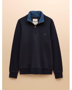 Joules Alistair Baumwoll-Sweatshirt Mit Sehr Kurzem Reißverschluss - Blau