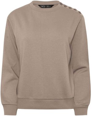 M Com Petite Button Detail Sweat Top - Brown